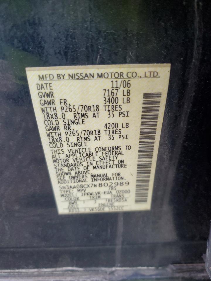 2007 Infiniti Qx56 VIN: 5N3AA08CX7N802989 Lot: 57440475