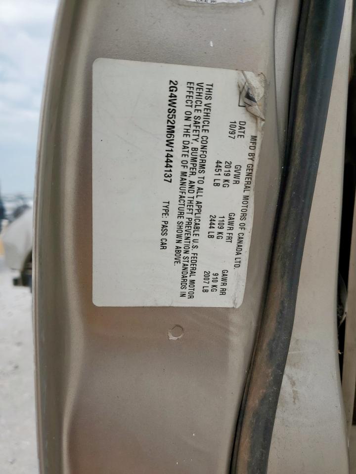 1998 Buick Century Custom VIN: 2G4WS52M6W1444137 Lot: 58183525