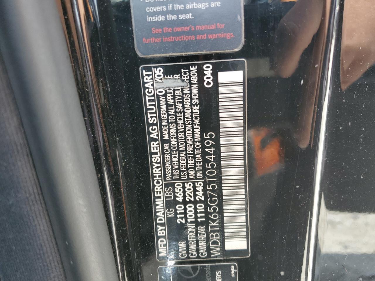 2005 Mercedes-Benz Clk 320 VIN: WDBTK65G75T054495 Lot: 56120585