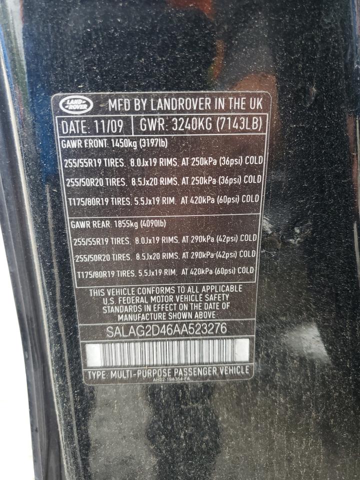 2010 Land Rover Lr4 Hse VIN: SALAG2D46AA523276 Lot: 57408295