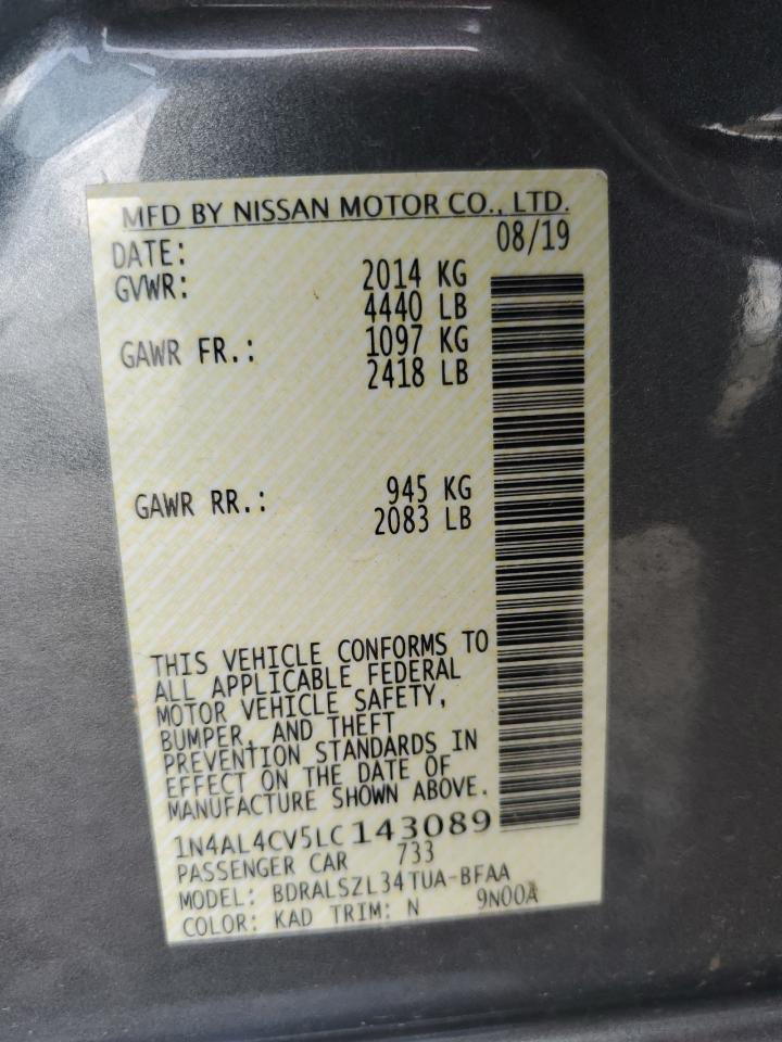 2020 Nissan Altima Sr VIN: 1N4AL4CV5LC143089 Lot: 56395635