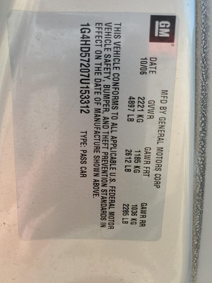 2007 Buick Lucerne Cxl VIN: 1G4HD57207U153312 Lot: 56413925