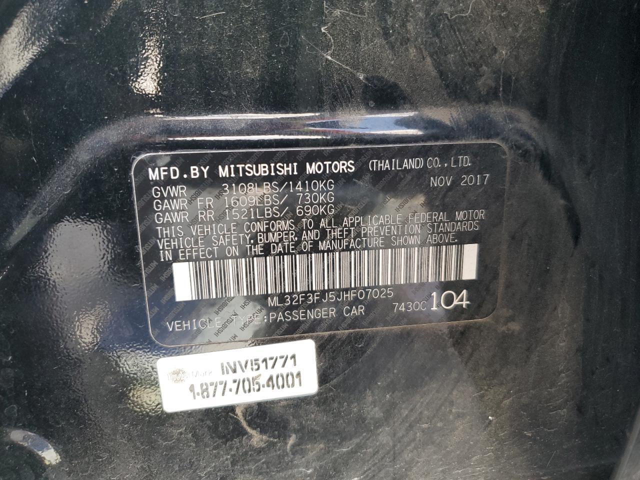 2018 Mitsubishi Mirage G4 Es VIN: ML32F3FJ5JHF07025 Lot: 56711825