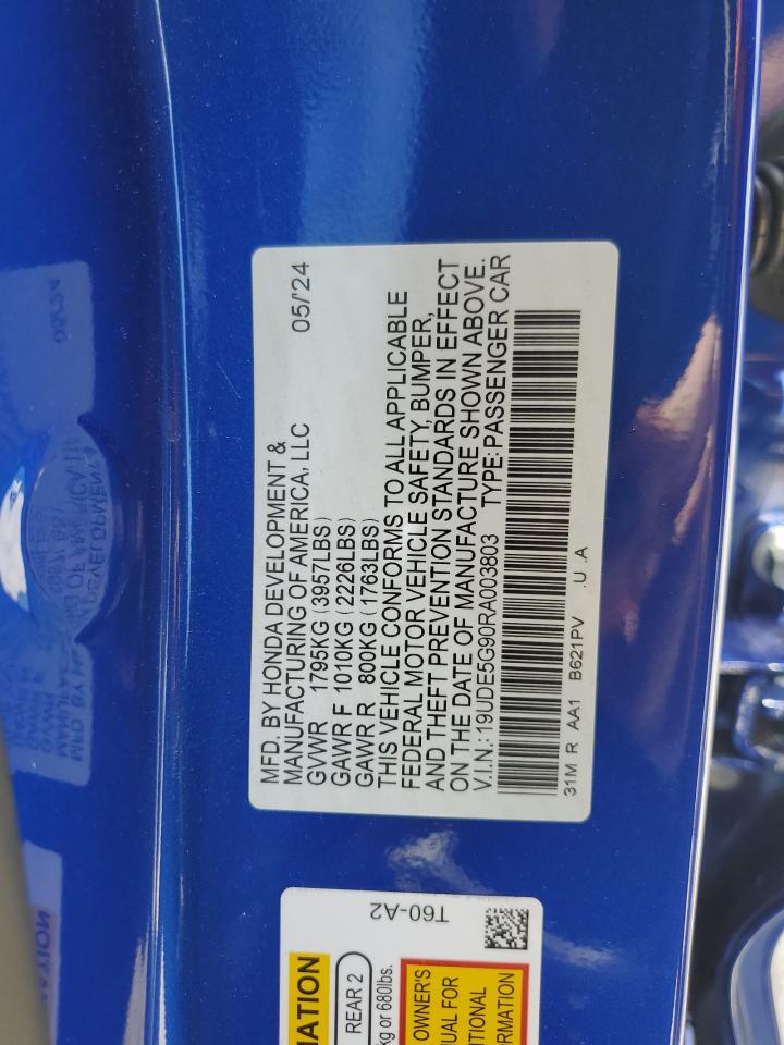 2024 Acura Integra Type S VIN: 19UDE5G90RA003803 Lot: 56033085
