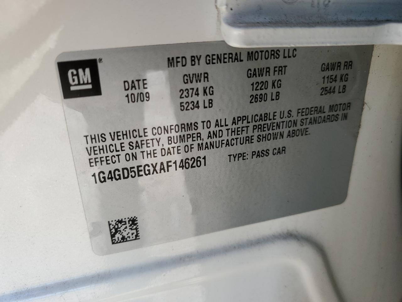 2010 Buick Lacrosse Cxl VIN: 1G4GD5EGXAF146261 Lot: 56481475