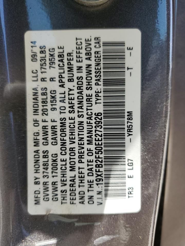 2014 Honda Civic Lx VIN: 19XFB2F50EE273926 Lot: 58094715