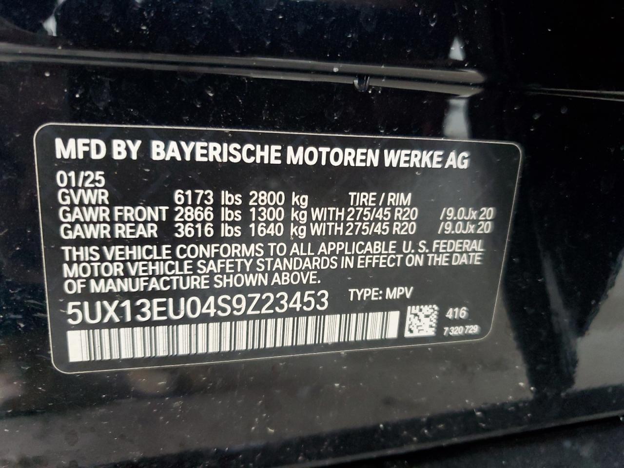2025 BMW X5 Sdrive 40I VIN: 5UX13EU04S9Z23453 Lot: 56486425