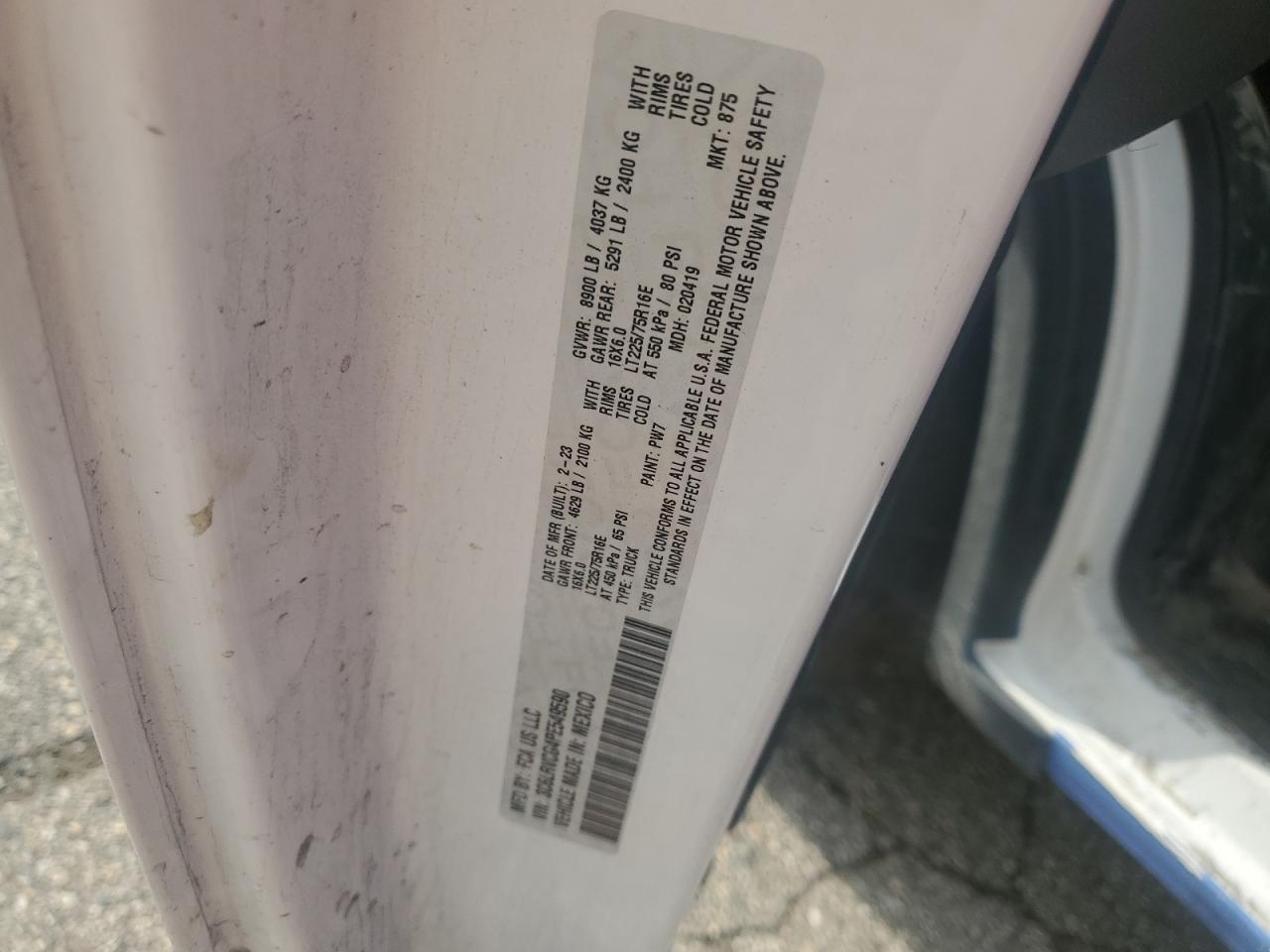 2023 Ram Promaster 2500 2500 High VIN: 3C6LRVCG4PE549590 Lot: 57075095