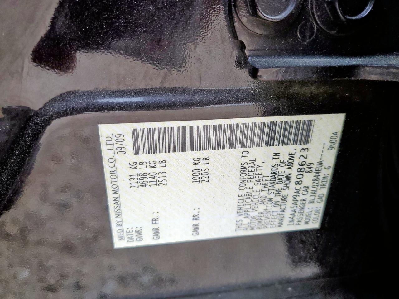 2010 Nissan Maxima S VIN: 1N4AA5AP9AC808623 Lot: 56411735