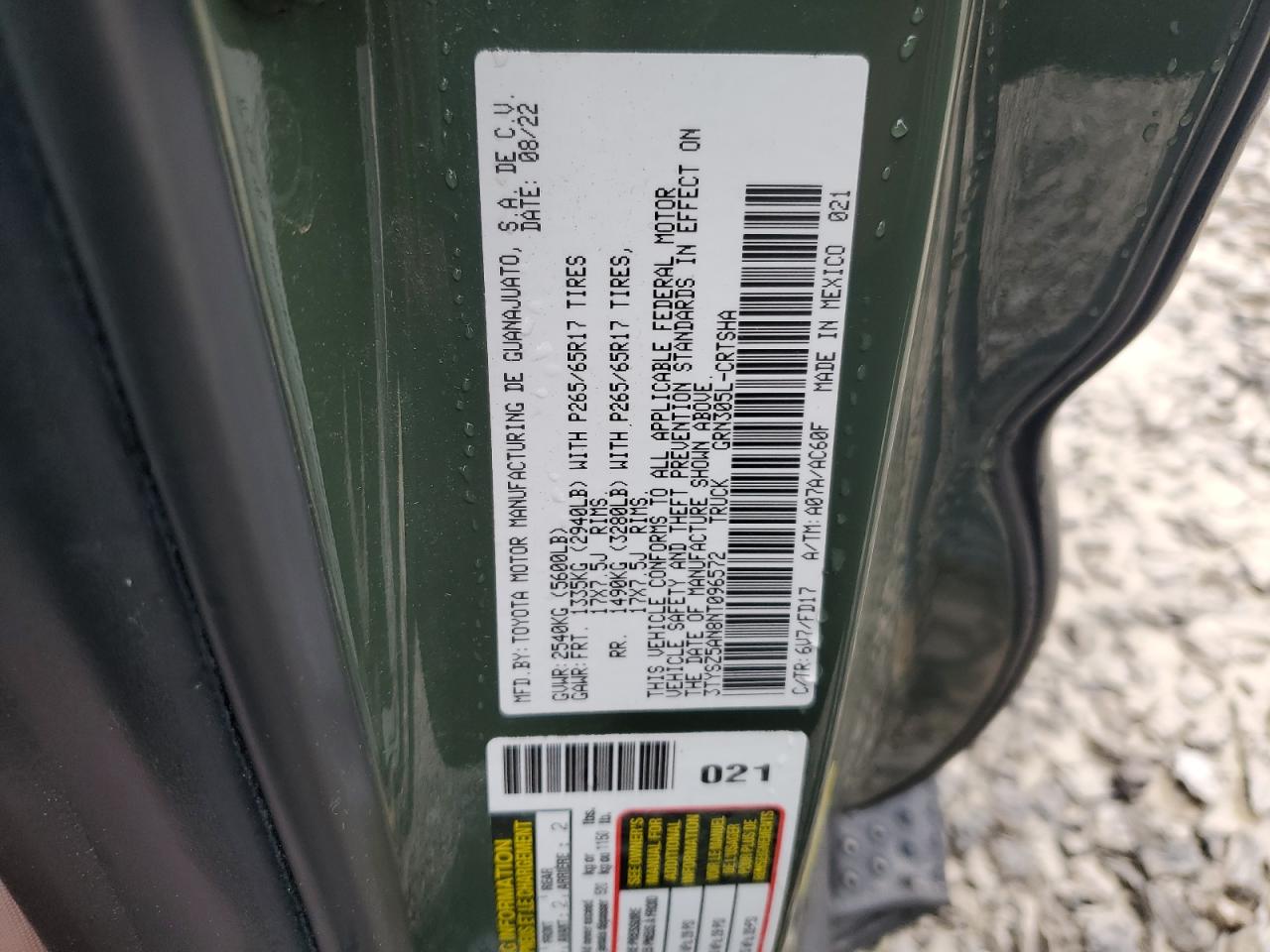 2022 Toyota Tacoma Access Cab VIN: 3TYSZ5AN8NT096572 Lot: 56731845