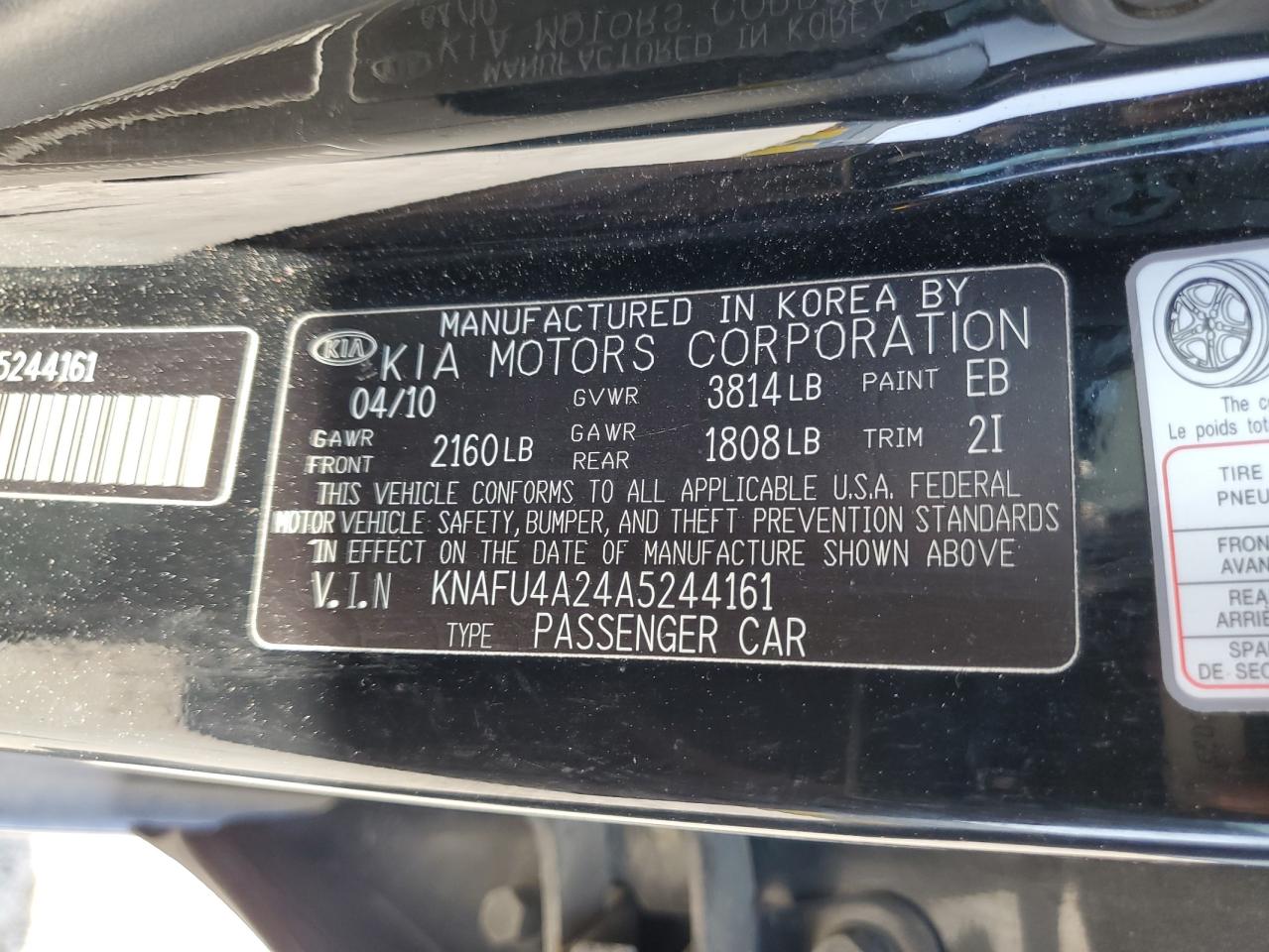 2010 Kia Forte Ex VIN: KNAFU4A24A5244161 Lot: 58006305