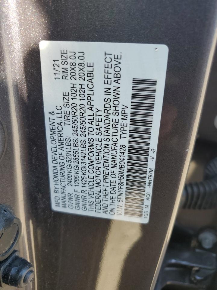 2021 Honda Passport Exl VIN: 5FNYF8H50MB041428 Lot: 58804245