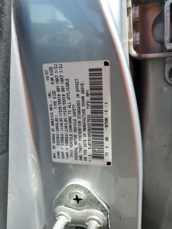 2008 Acura Rdx Technology VIN: 5J8TB18508A007924 Lot: 55726835