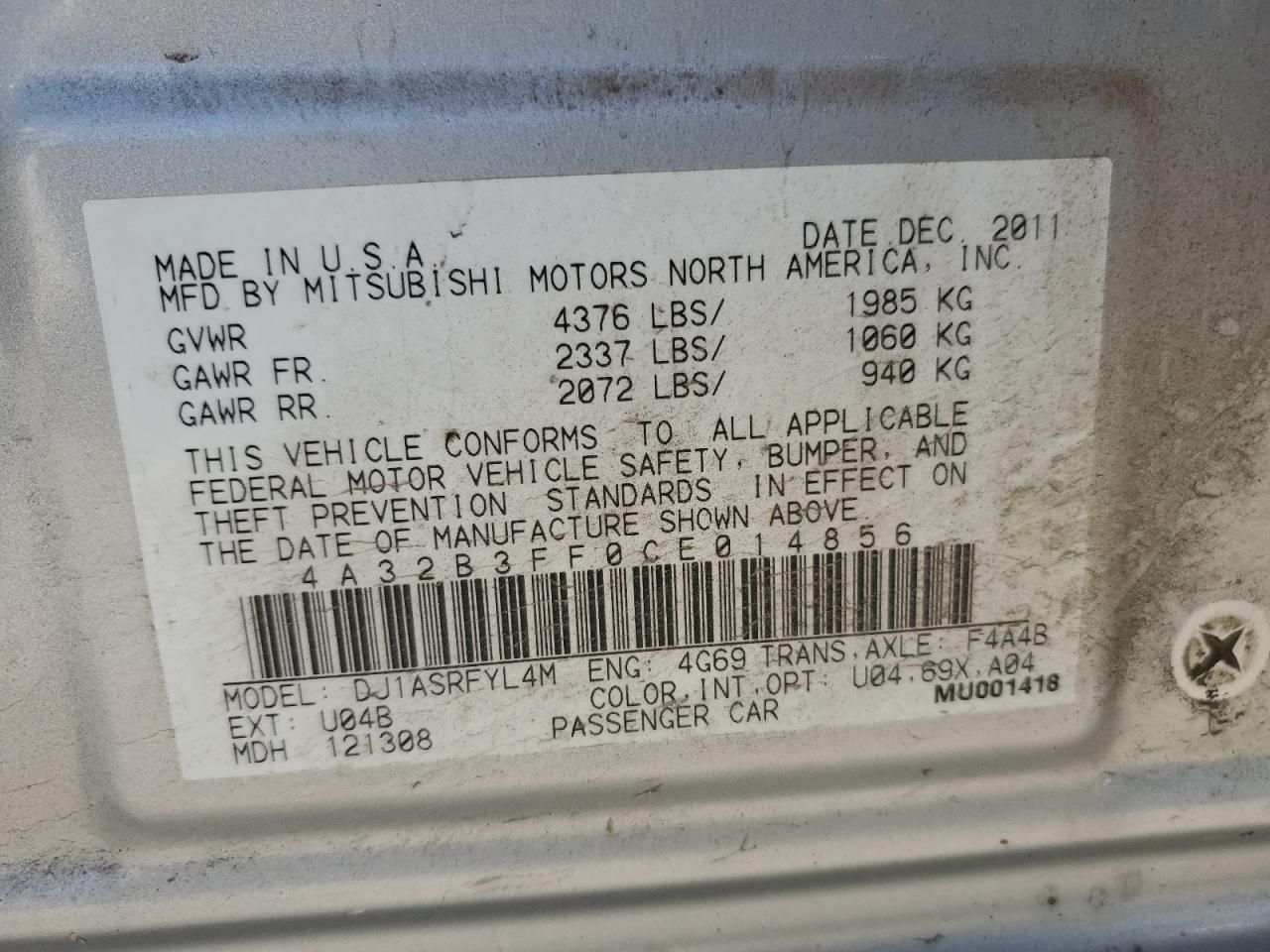 2021 Mitsubishi Galant Es VIN: 4A32B3FF0CE014856 Lot: 56298075