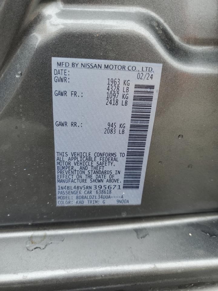 2024 Nissan Altima S VIN: 1N4BL4BV5RN395671 Lot: 58518075