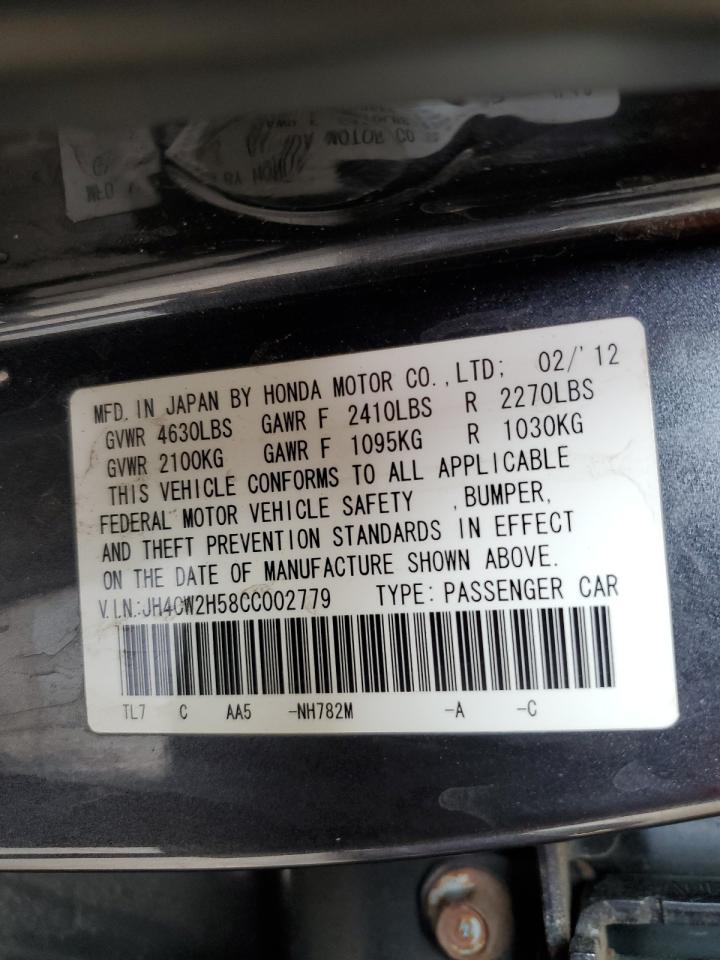 2012 Acura Tsx VIN: JH4CW2H58CC002779 Lot: 56226525