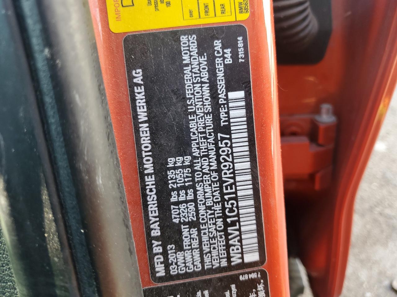 2014 BMW X1 xDrive28I VIN: WBAVL1C51EVR92957 Lot: 56189865