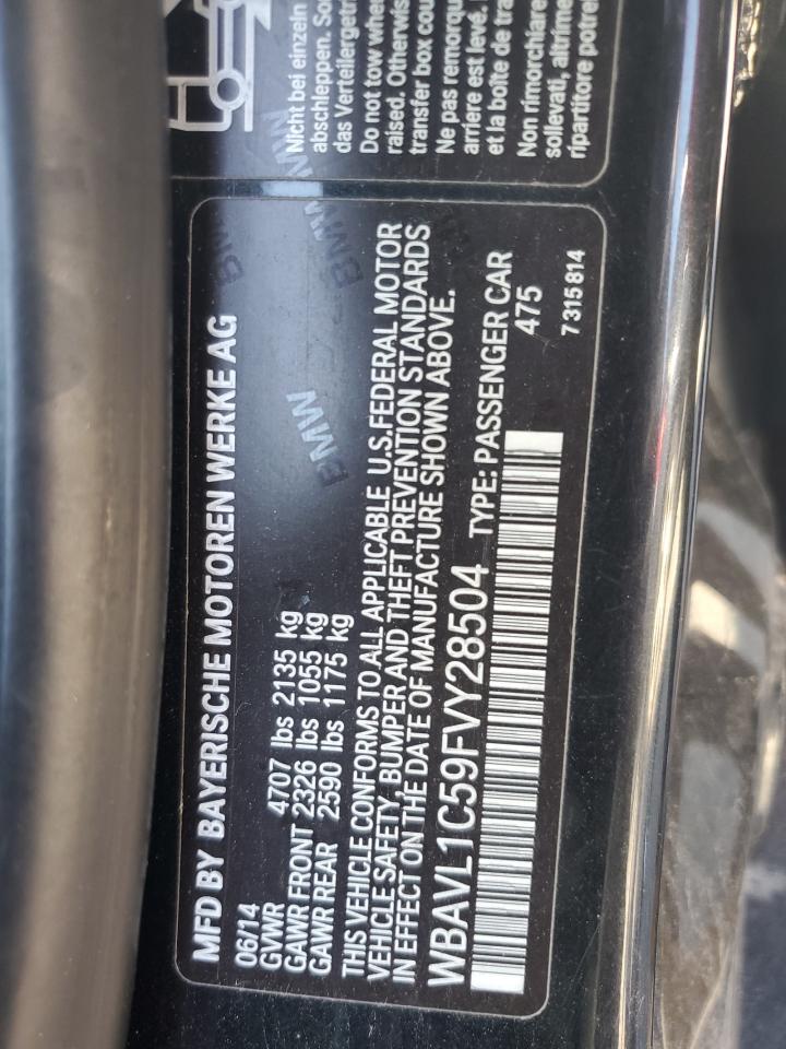 2015 BMW X1 xDrive28I VIN: WBAVL1C59FVY28504 Lot: 56296445