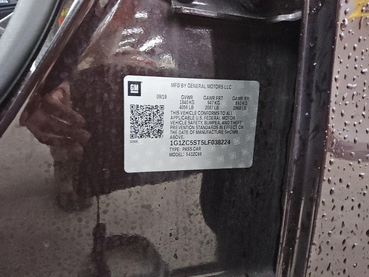 2020 Chevrolet Malibu Ls VIN: 1G1ZC5ST5LF038224 Lot: 57306365