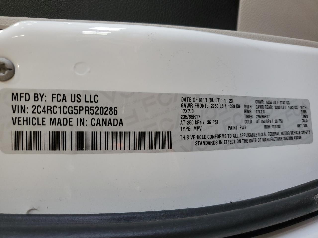 2023 Chrysler Voyager Lx VIN: 2C4RC1CG5PR520286 Lot: 55945025