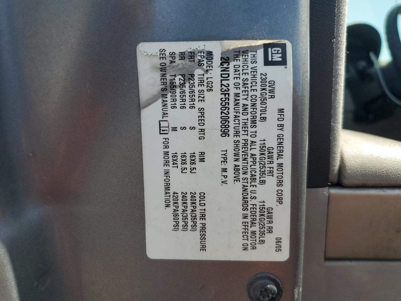 2005 Chevrolet Equinox Ls VIN: 2CNDL23F556206896 Lot: 56179565