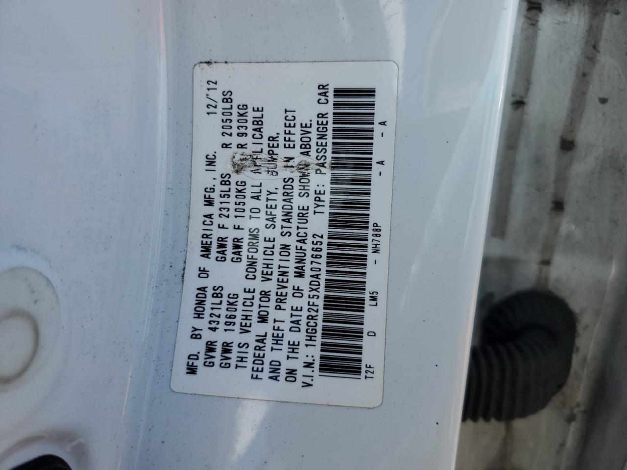 2013 Honda Accord Sport VIN: 1HGCR2F5XDA076652 Lot: 56407975