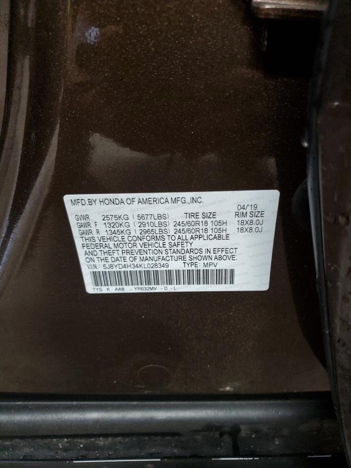 2019 Acura Mdx VIN: 5J8YD4H34KL028349 Lot: 56463895