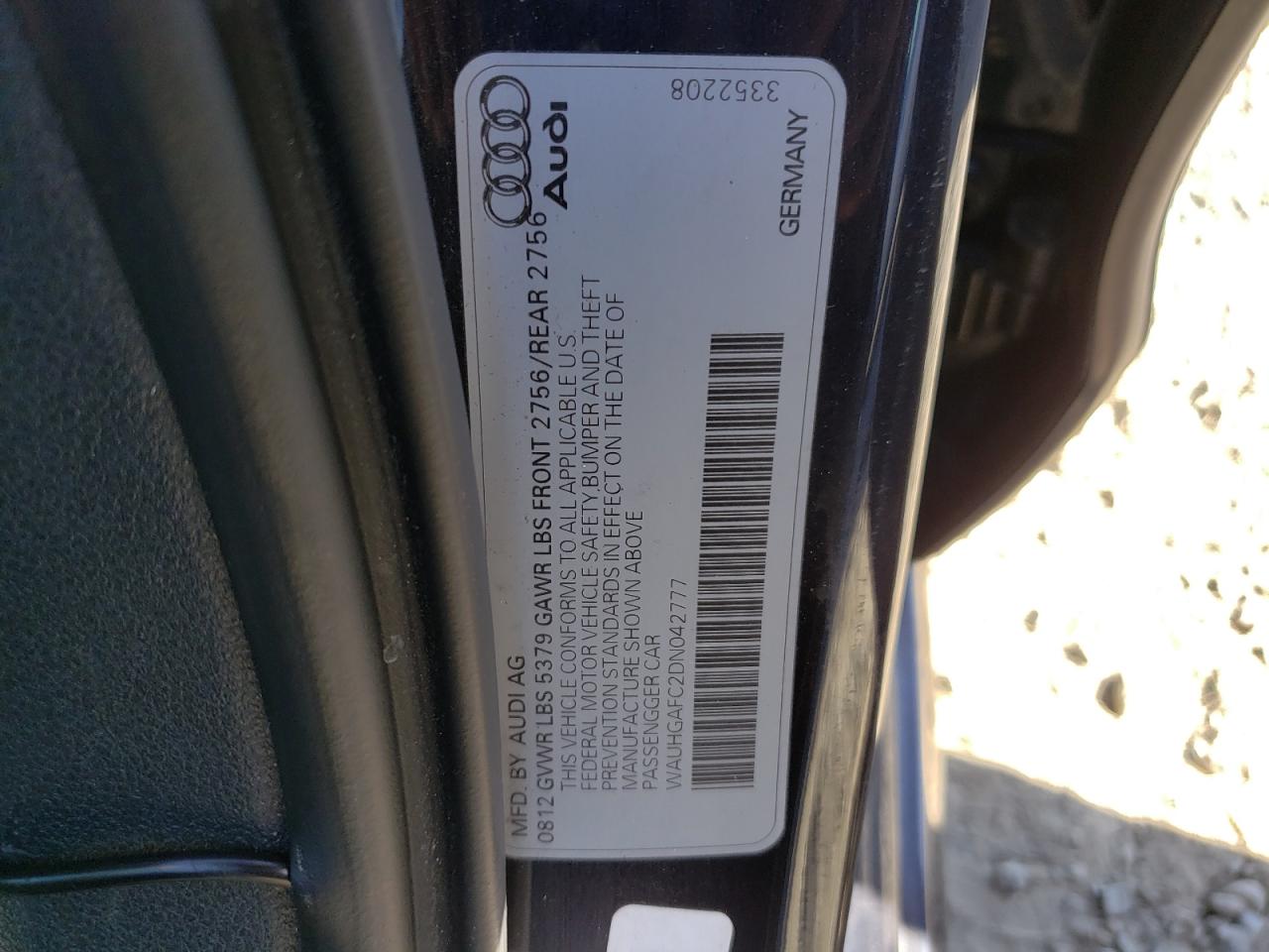 2013 Audi A6 Prestige VIN: WAUHGAFC2DN042777 Lot: 56539425