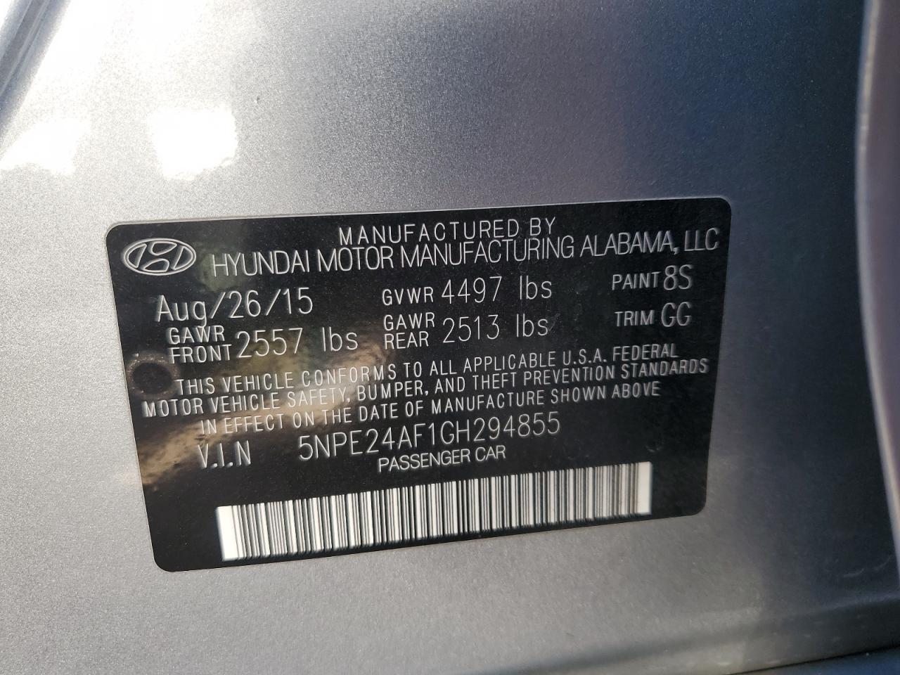 2016 Hyundai Sonata Se VIN: 5NPE24AF1GH294855 Lot: 55992945