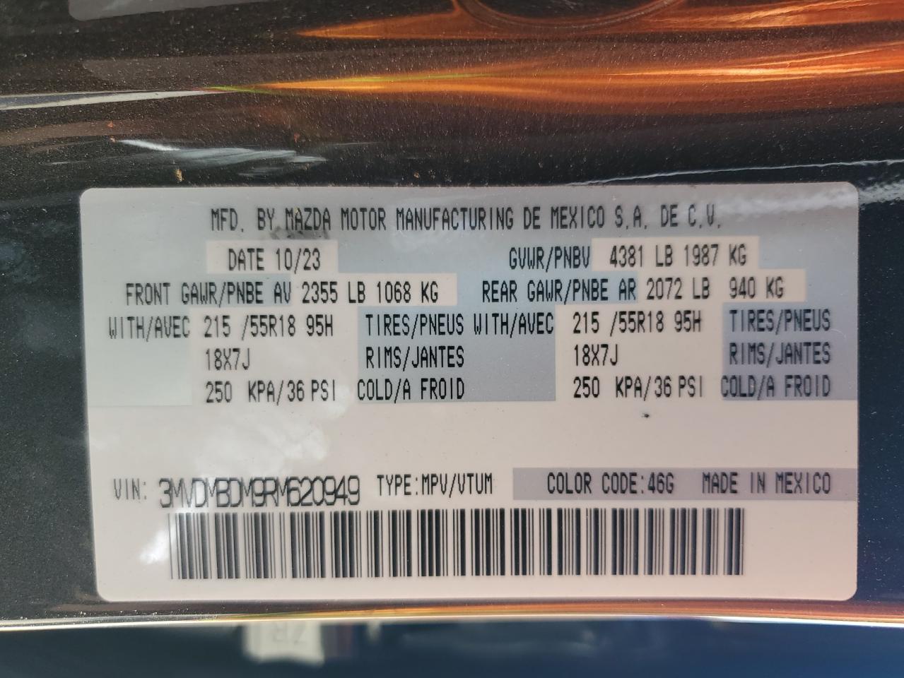 2024 Mazda Cx-30 Premium VIN: 3MVDMBDM9RM620949 Lot: 56570165