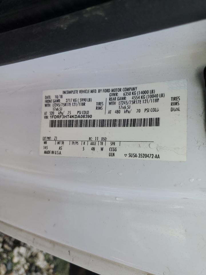 2019 Ford F350 Super Duty VIN: 1FDRF3HT4KDA08390 Lot: 55756905