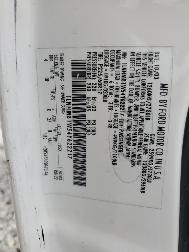 2004 Lincoln Town Car Executive VIN: 1LNHM81W54Y622217 Lot: 58786055