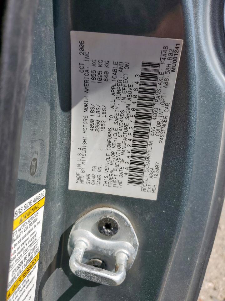 2007 Mitsubishi Eclipse Gs VIN: 4A3AK24F27E040843 Lot: 57172785