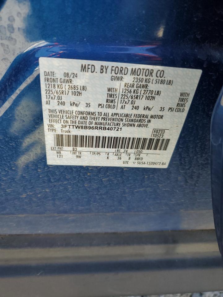2024 Ford Maverick Xl VIN: 3FTTW8B96RRB40721 Lot: 56797205