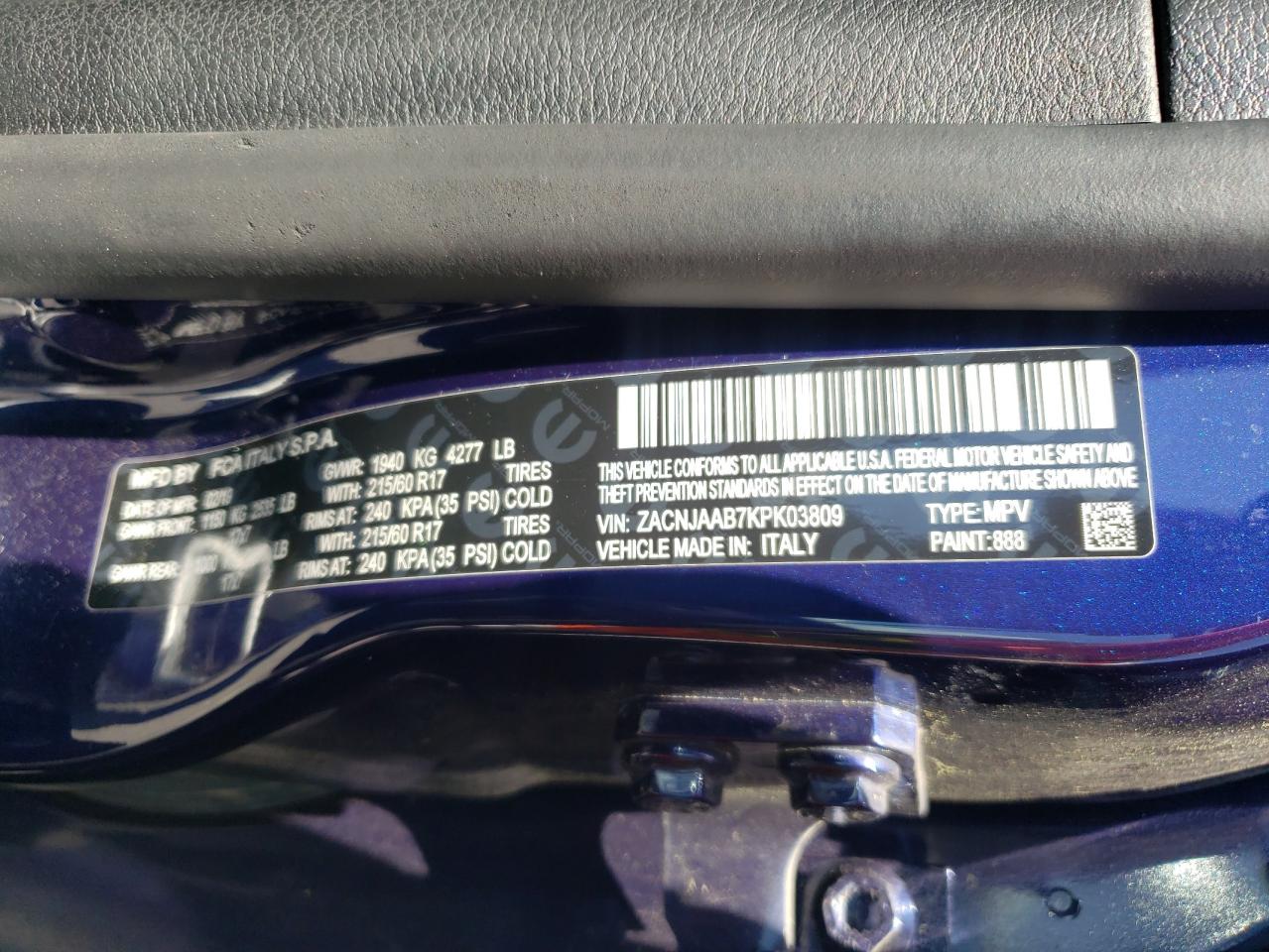 2019 Jeep Renegade Sport VIN: ZACNJAAB7KPK03809 Lot: 56755785