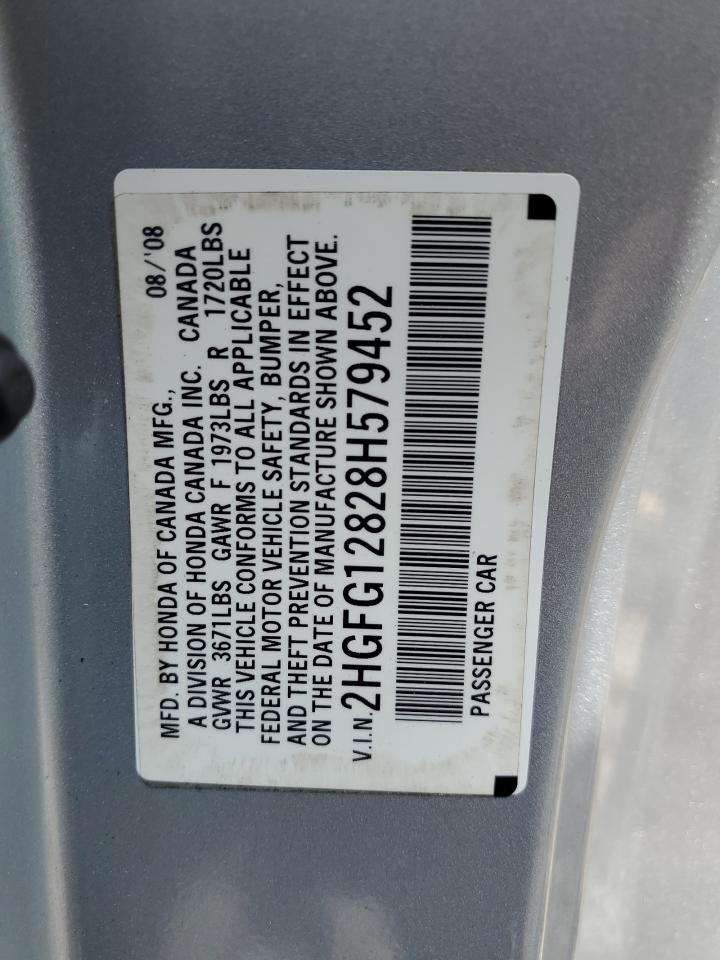 2008 Honda Civic Ex VIN: 2HGFG12828H579452 Lot: 57654185