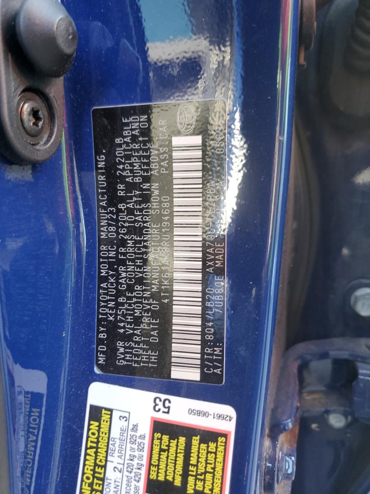 2024 Toyota Camry Xse VIN: 4T1K61AK8RU194680 Lot: 57280545