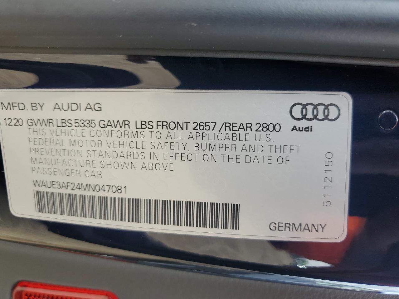 2021 Audi A6 Premium Plus VIN: WAUE3AF24MN047081 Lot: 58818845