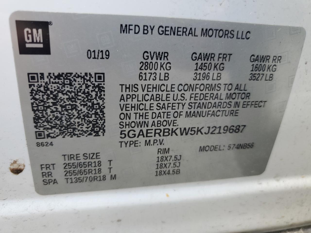 2019 Buick Enclave Essence VIN: 5GAERBKW5KJ219687 Lot: 56192775