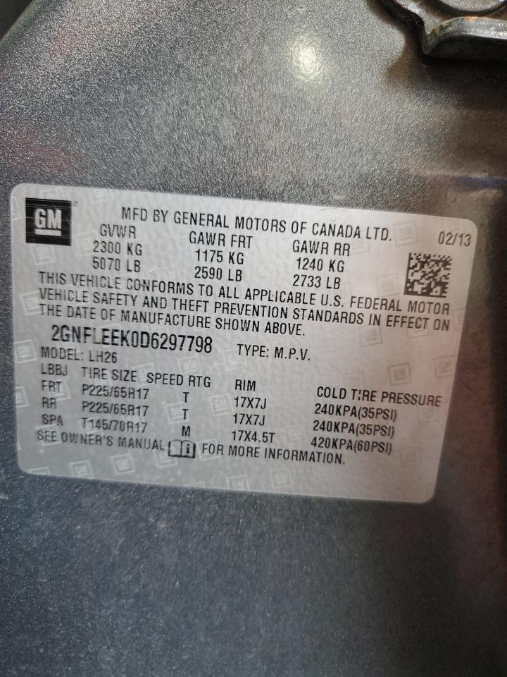 2013 Chevrolet Equinox Lt VIN: 2GNFLEEK0D6297798 Lot: 56914435