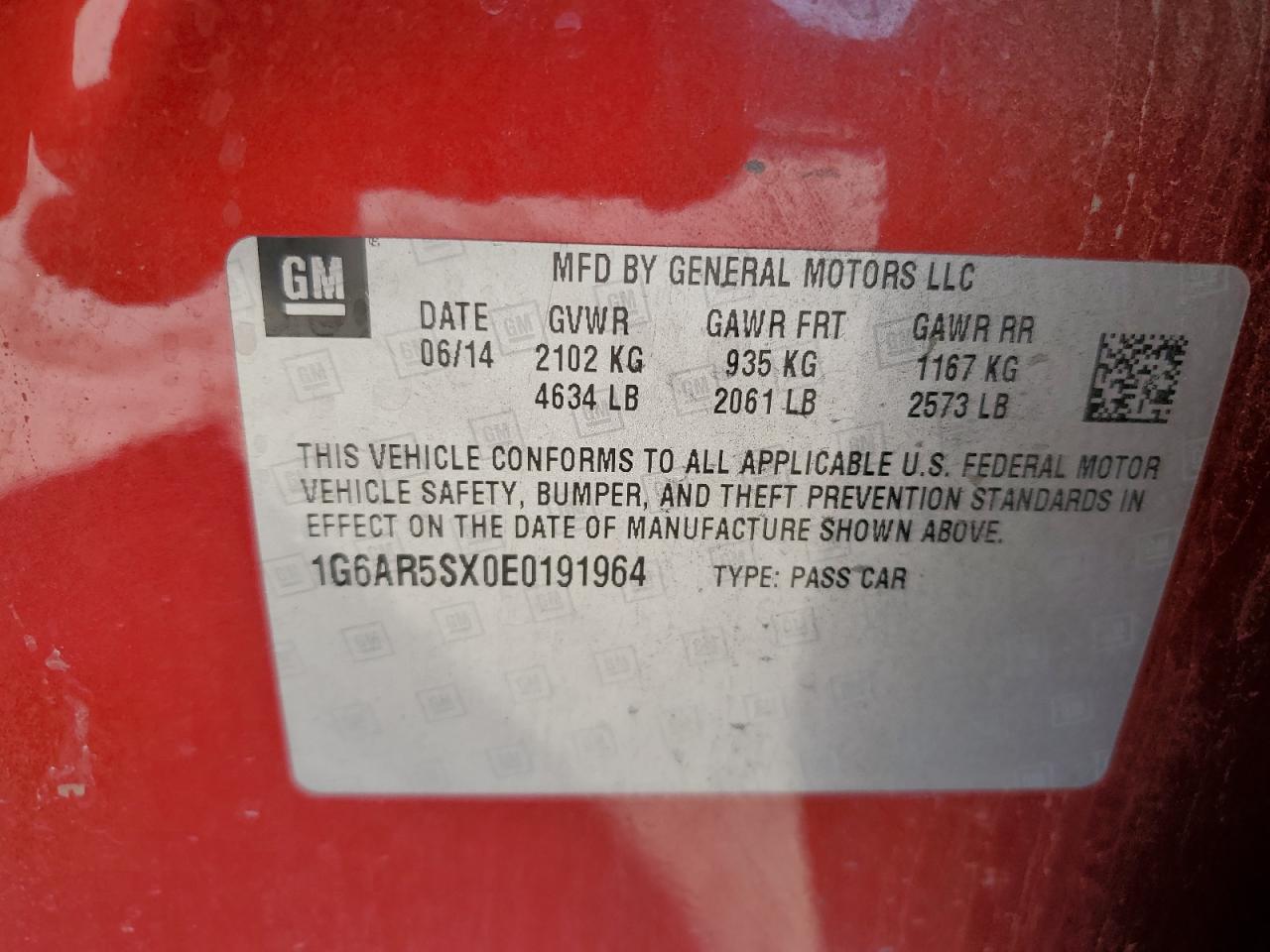 2014 Cadillac Cts Luxury Collection VIN: 1G6AR5SX0E0191964 Lot: 56485195