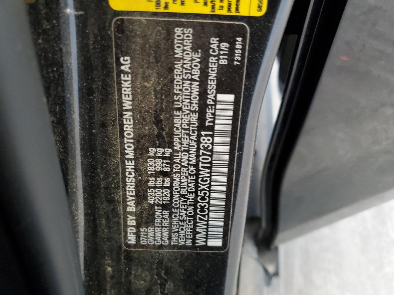 2016 Mini Cooper S Countryman VIN: WMWZC3C5XGWT07381 Lot: 55506665