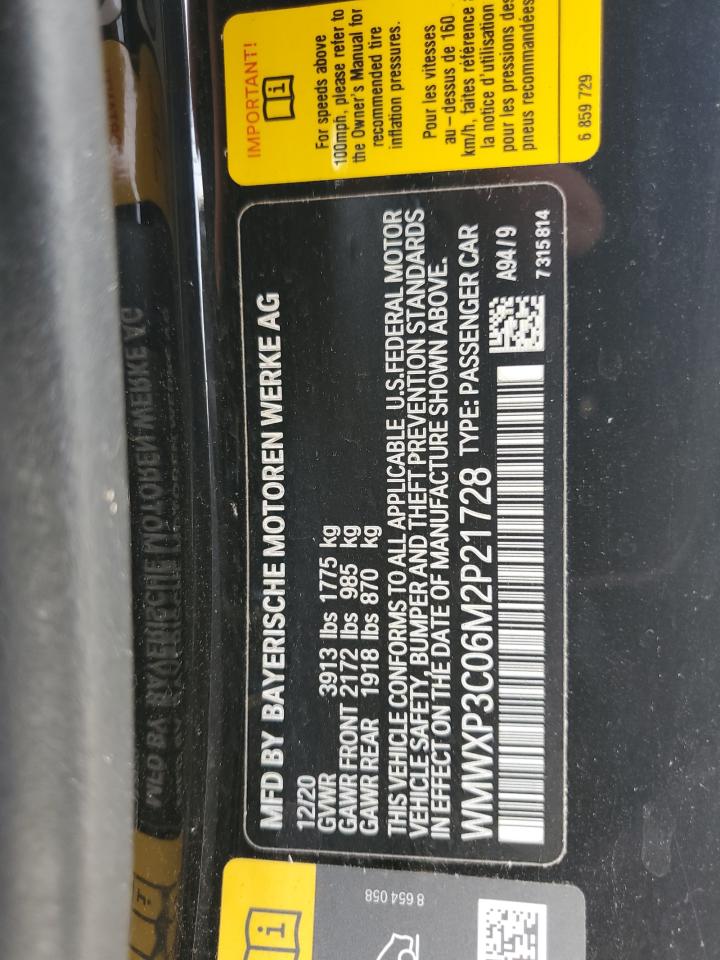2021 Mini Cooper Se VIN: WMWXP3C06M2P21728 Lot: 56959105