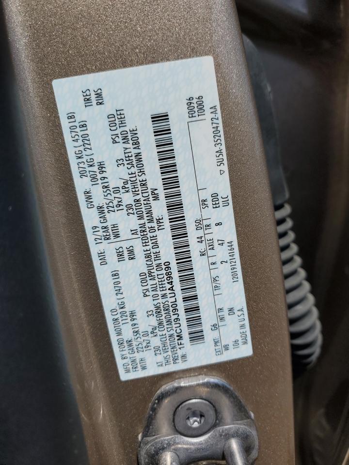 2020 Ford Escape Titanium VIN: 1FMCU9J90LUA49890 Lot: 57228065