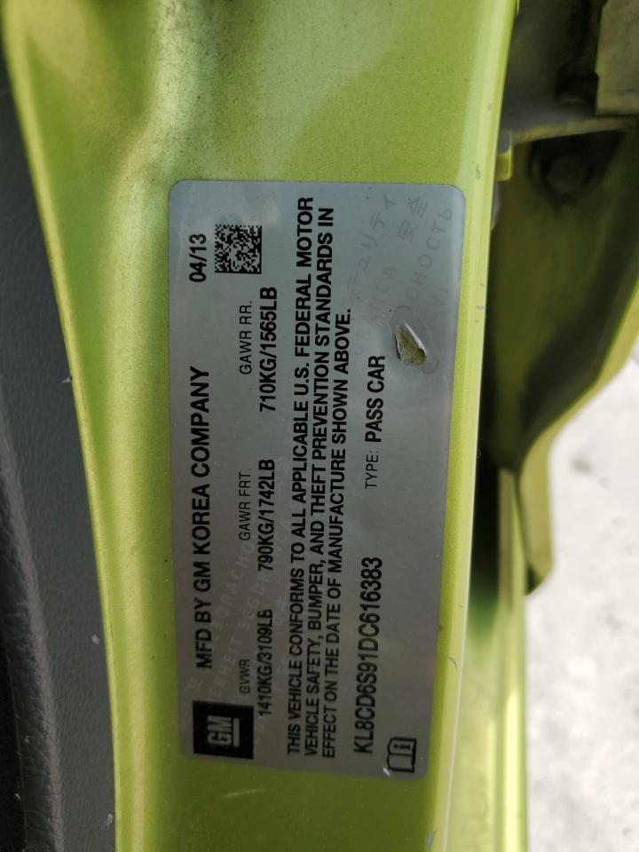 2013 Chevrolet Spark 1Lt VIN: KL8CD6S91DC616383 Lot: 57219525
