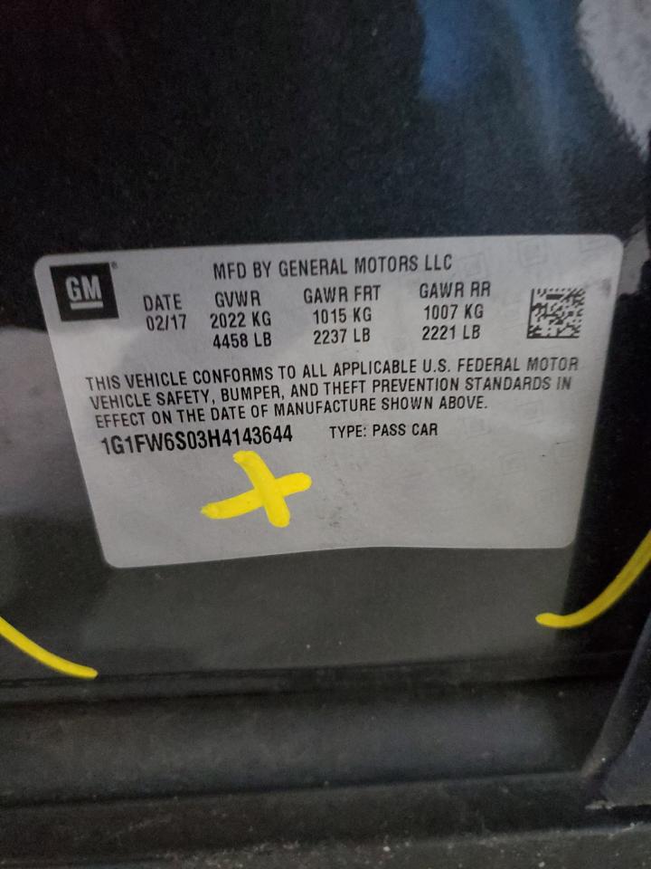 2017 Chevrolet Bolt Ev Lt VIN: 1G1FW6S03H4143644 Lot: 54908925