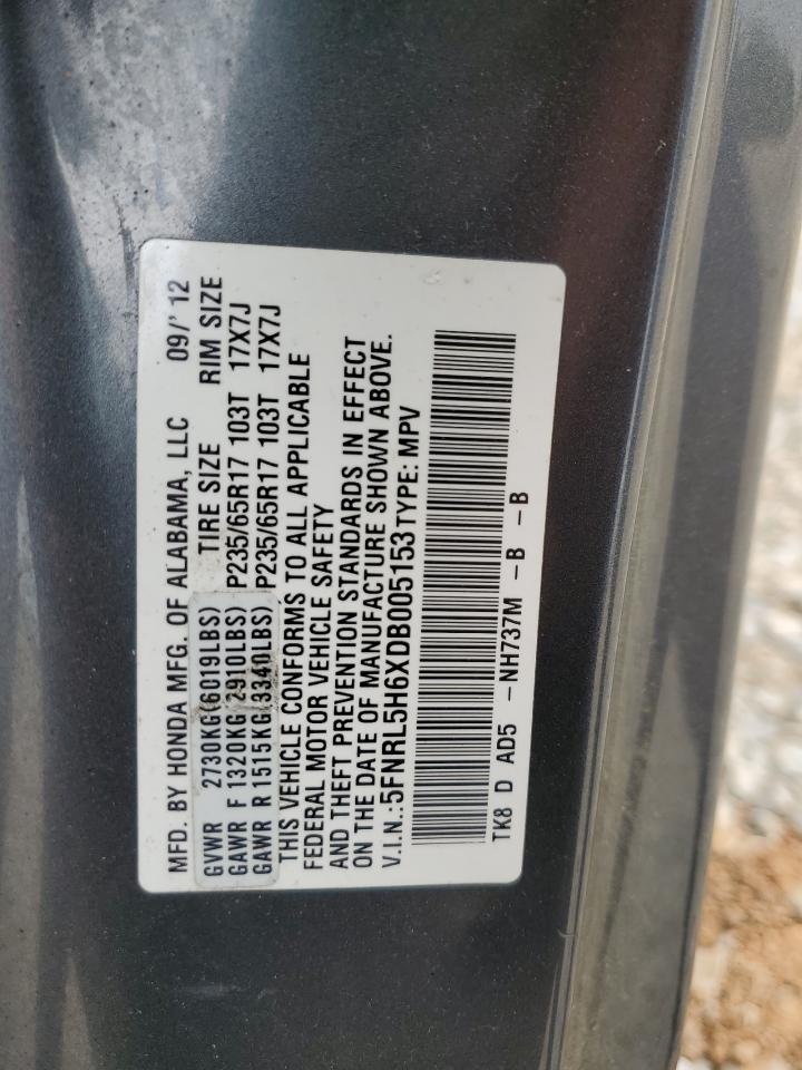 2013 Honda Odyssey Exl VIN: 5FNRL5H6XDB005153 Lot: 57158945
