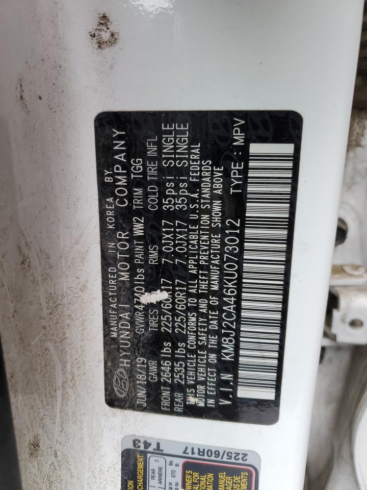 2019 Hyundai Tucson Se VIN: KM8J2CA46KU073012 Lot: 58835225