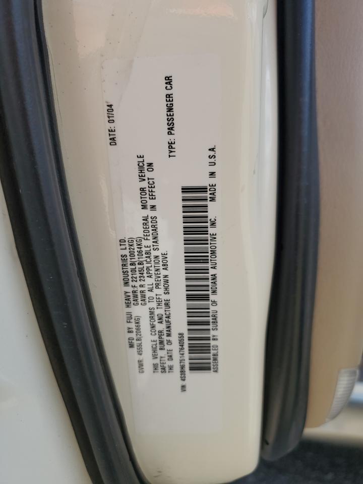 2004 Subaru Legacy Outback Awp VIN: 4S3BH675147640558 Lot: 57837635