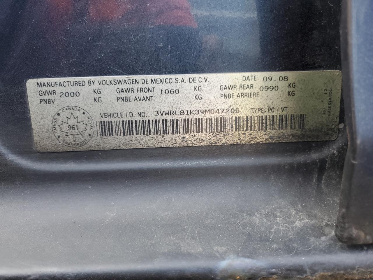 2009 Volkswagen Jetta Tdi VIN: 3VWRL81K39M047205 Lot: 56740055